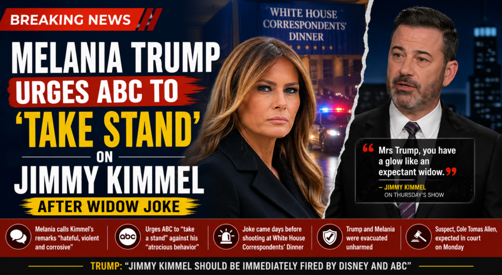 Melania Trump Slams Jimmy Kimmel Over Widow Joke After White House Dinner Shooting